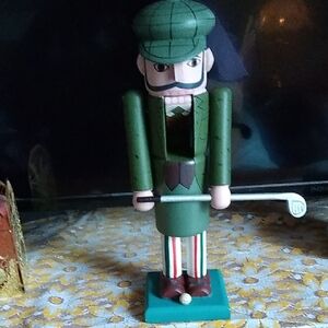Charming Green Golfer Nutcracker Figurine